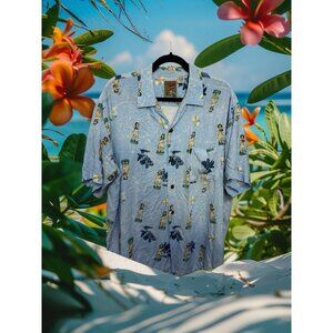 Pineapple Connections Vintage Tropical Shirt Size L With Hula Girls
